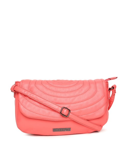 

Caprese Coral Pink Solid Sling Bag