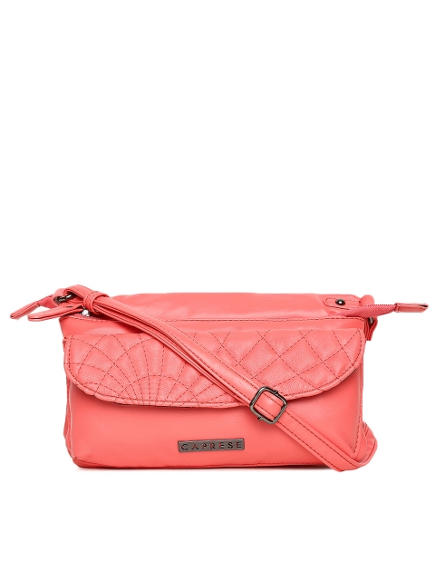 

Caprese Coral Pink Solid Sling Bag