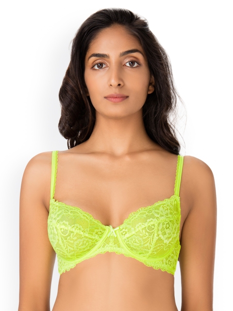 

PrettySecrets Green Lace Underwired Non Padded Everyday Bra B0011