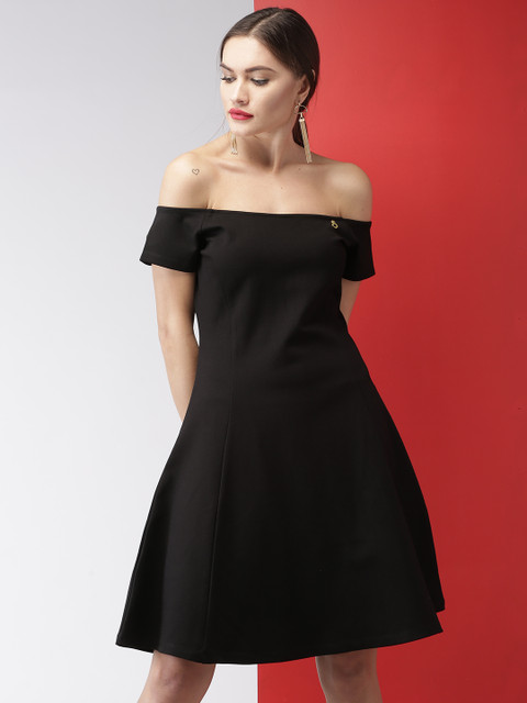 

Mast & Harbour Women Black Solid A-Line Dress