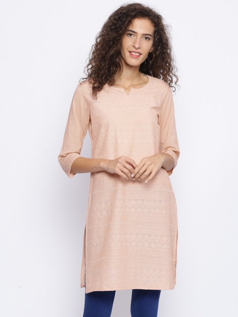 

Melange by Lifestyle Women Peach Woven Design A-Line Kurta