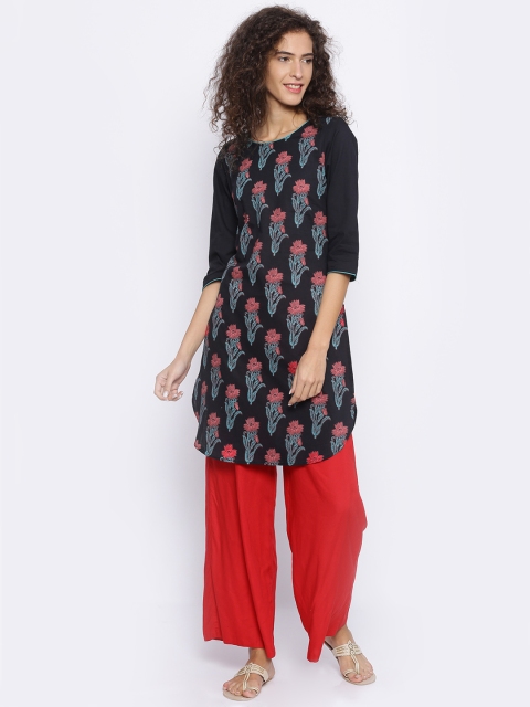 

Melange by Lifestyle Women Black & Red Printed A-Line Kurta