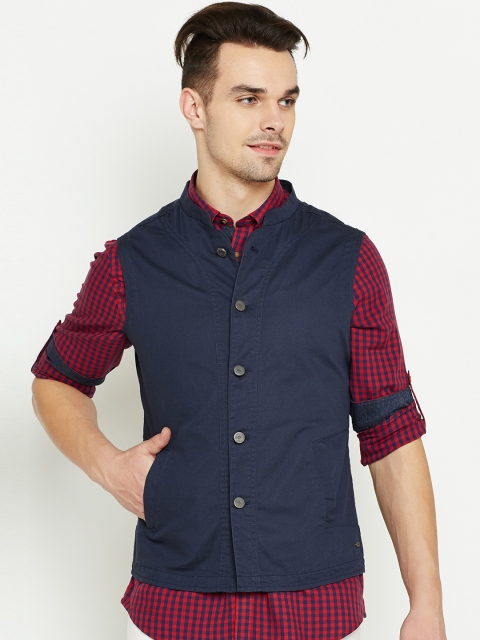 

Blackberrys Navy Slim Fit Pure Cotton Nehru Jacket, Navy blue