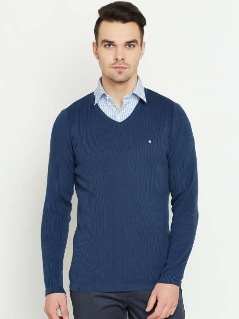 

Blackberrys Men Blue Ribbed Sweater