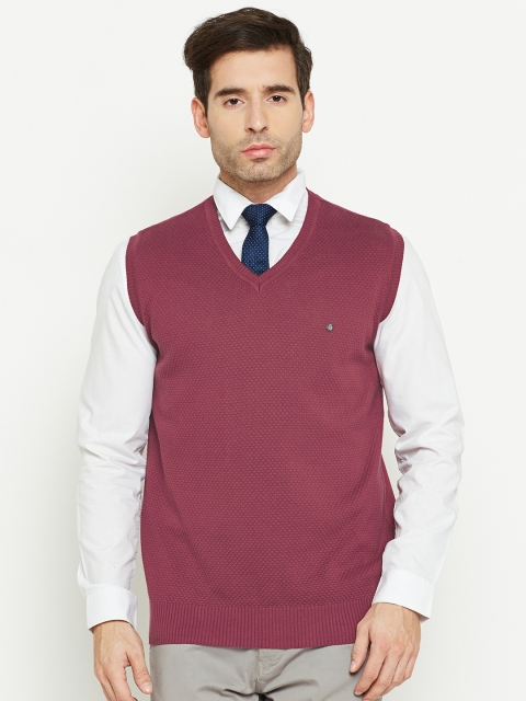 

Blackberrys Men Maroon Self-Design Sweater Vest