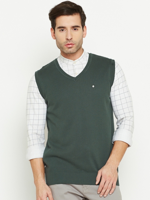 

Blackberrys Men Green Self-Design Sweater Vest