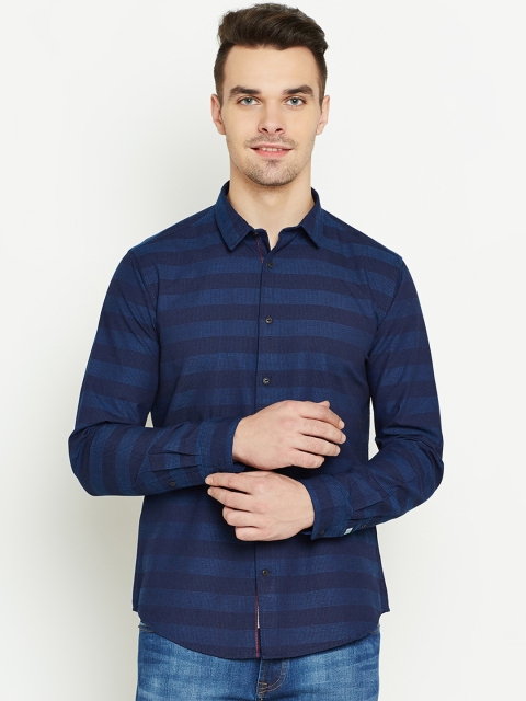 

Blackberrys Men Navy Blue Slim Fit Striped Casual Shirt