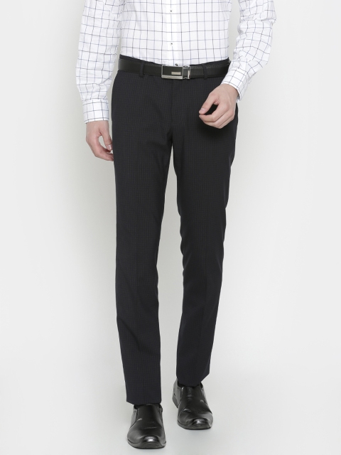 

Blackberrys Men Navy Blue Regular Fit Solid Regular Trousers