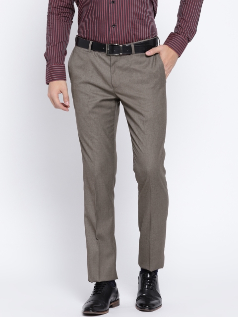 

Blackberrys Men Taupe Regular Fit Solid Formal Trousers