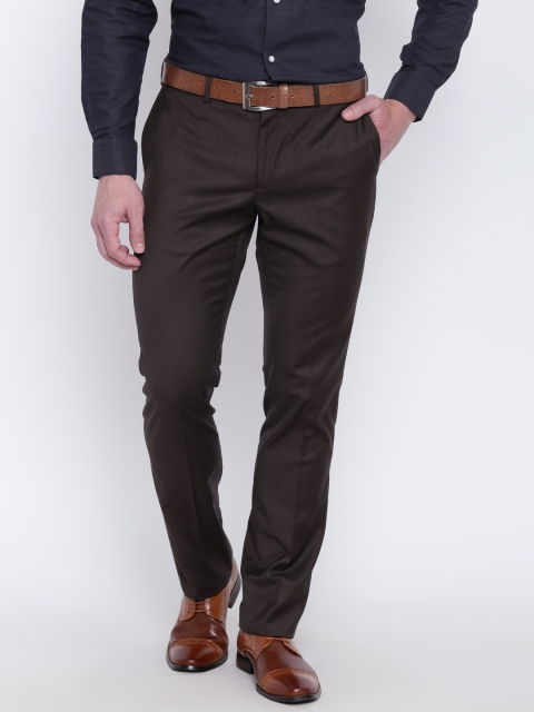 

Blackberrys Men Coffee Brown Regular Fit Solid Formal Trousers