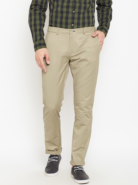 

Blackberrys Men Khaki Sharp Fit Solid Trousers