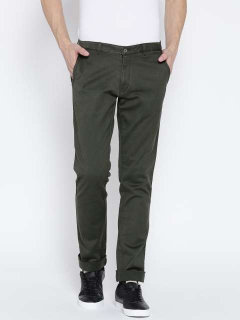 

Blackberrys Men Olive Green B-91 Skinny Fit Casual Trousers