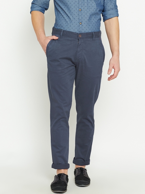 

Blackberrys Men Blue Tapered Fit Solid Casual Trousers