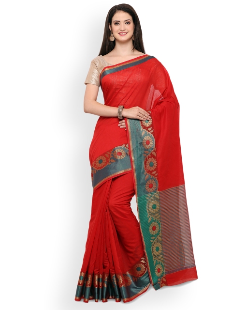 

Saree mall Red Woven Design Art Silk Saree