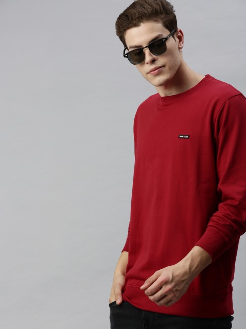 

Cloak & Decker by Monte Carlo Men Maroon Solid Pullover Sweatshirt