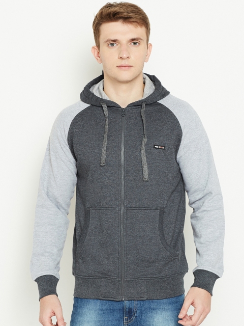 

Cloak & Decker by Monte Carlo Men Charcoal Grey Solid Hooded Sweatshirt