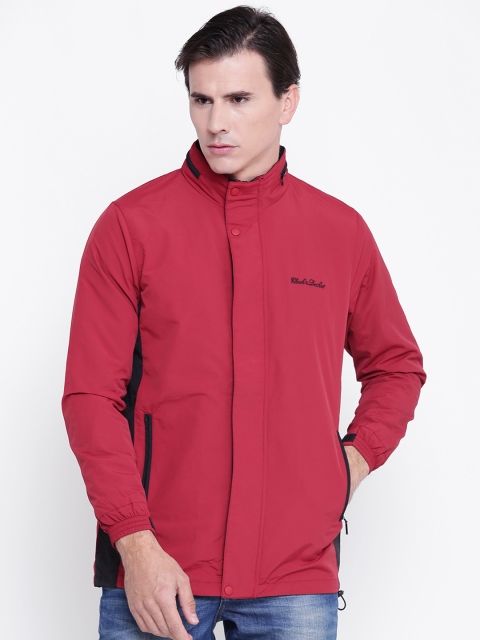 

Cloak & Decker by Monte Carlo Men Red Solid Hooded Wincheater Jacket