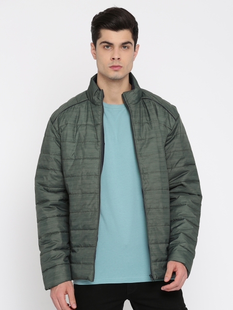 

Cloak & Decker by Monte Carlo Men Olive Green Striped Padded Jacket