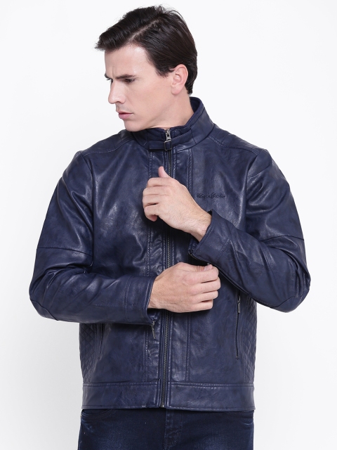 

Cloak & Decker by Monte Carlo Men Navy Solid Biker Jacket, Navy blue