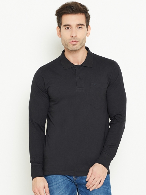 

Cloak & Decker by Monte Carlo Men Black Solid Polo Collar T-shirt