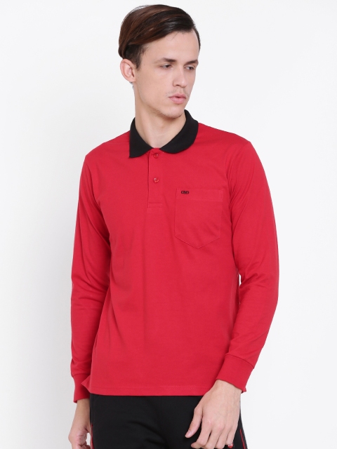 

Cloak & Decker by Monte Carlo Men Red Solid Polo Collar T-shirt