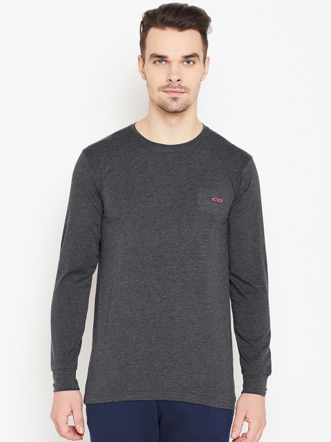 

Cloak & Decker by Monte Carlo Men Charcoal Grey Solid Round Neck T-shirt