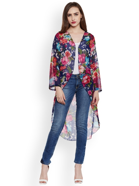 

WISSTLER Women Multicoloured Open-Front Longline Shrug, Multi