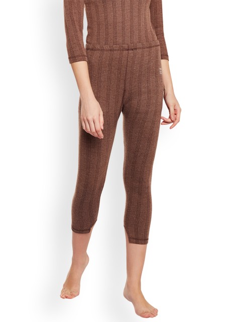 

VIMAL JONNEY Women Coffee Brown Self Design Thermal Leggings