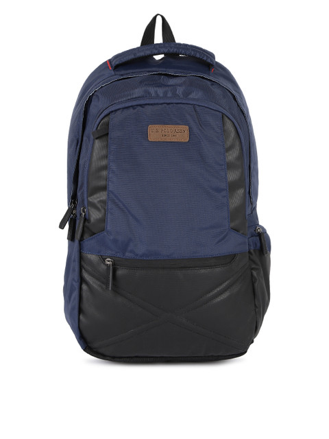 

U.S. Polo Assn. Unisex Navy & Black Colourblocked Laptop Backpack, Navy blue