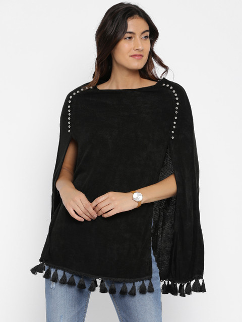

Deal Jeans Women Black Solid Cape Top