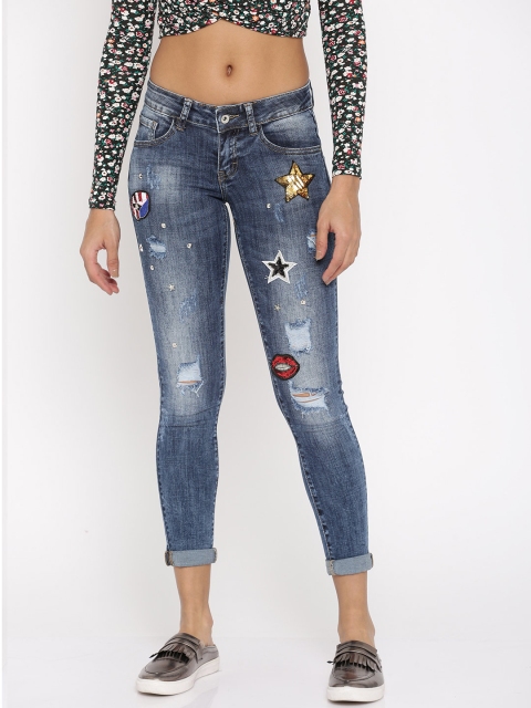 

Deal Jeans Women Blue Skinny Fit Mid-Rise Mildly Distressed Stretchable Jeans