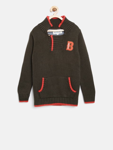 

Blue Giraffe Boys Olive Green Solid Sweater
