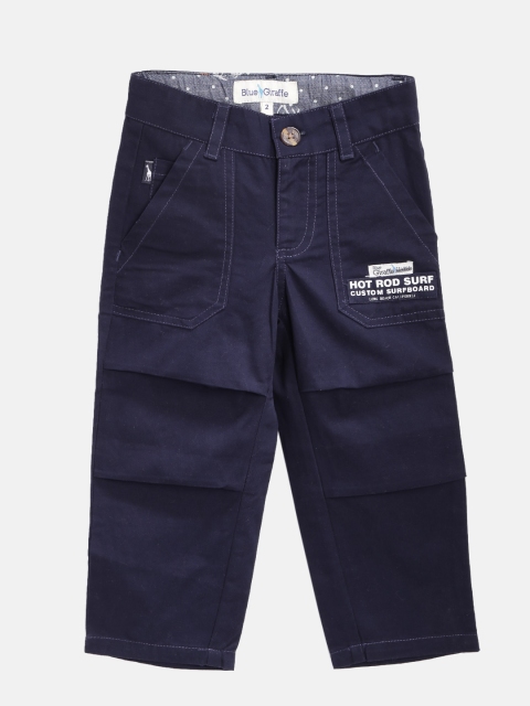 

Blue Giraffe Boys Navy Solid Trousers, Navy blue