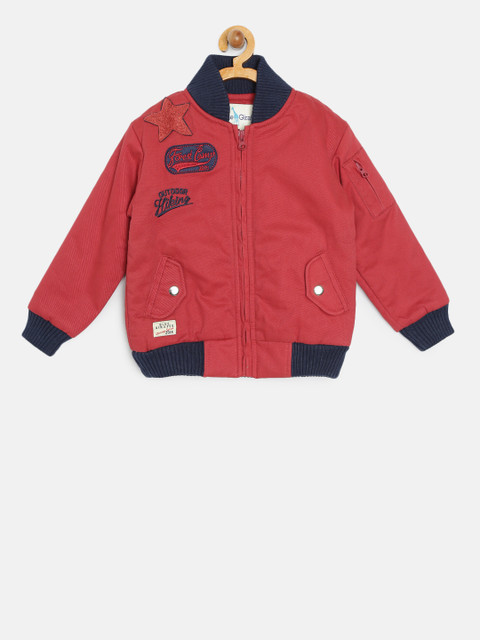 

Blue Giraffe Boys Red Solid Bomber Jacket