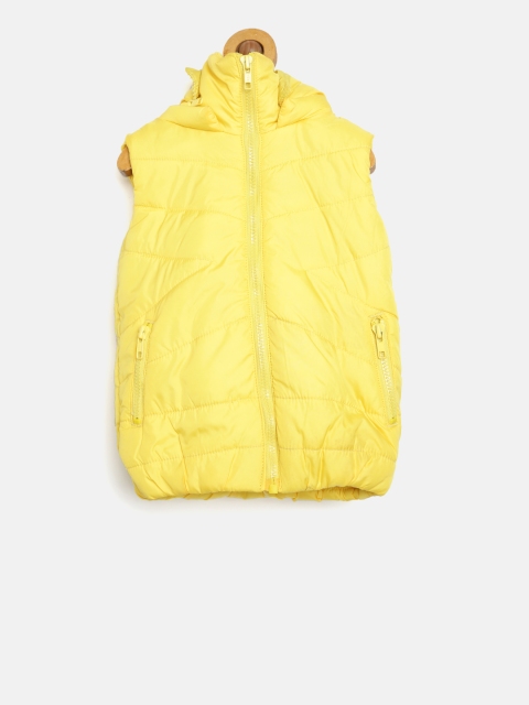 

Blue Giraffe Girls Yellow Padded Jacket with Detachable Hood