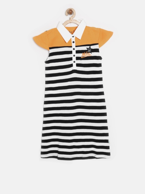 

Blue Giraffe Girls White & Navy Blue Striped T-shirt Dress