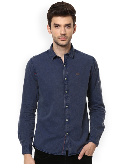 

People Men Blue Slim Fit Solid Casual Shirt