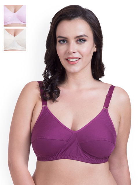 

Rajnie Pack of 3 Full-Coverage Bras RJ660-2PC-WH-BL, Magenta