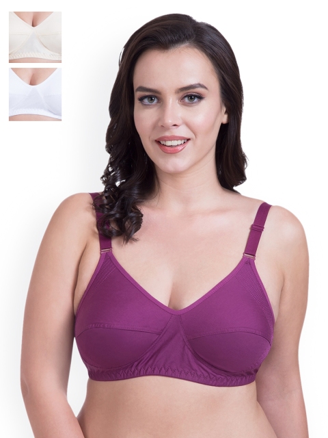 

Rajnie Pack of 3 Full-Coverage Bras RJ660-3PC-SK-MG-WH, Beige