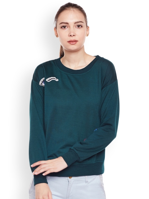 

Belle Fille Women Teal Green Solid Sweatshirt