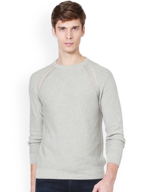 

People Men Grey Self Design Pullover