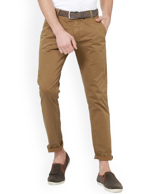

People Men Khaki Slim Fit Solid Chinos