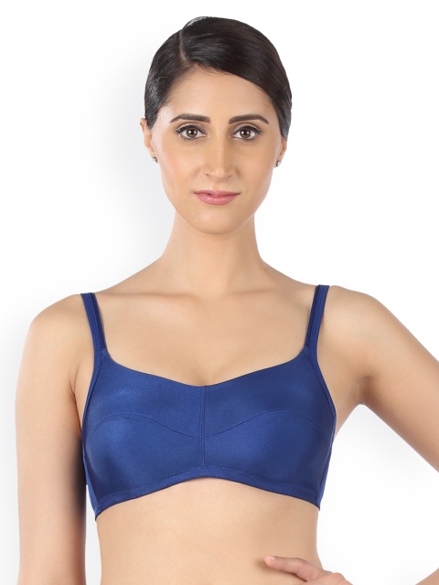 

Triumph Blue Solid Non-Wired Non Padded Minimizer Bra