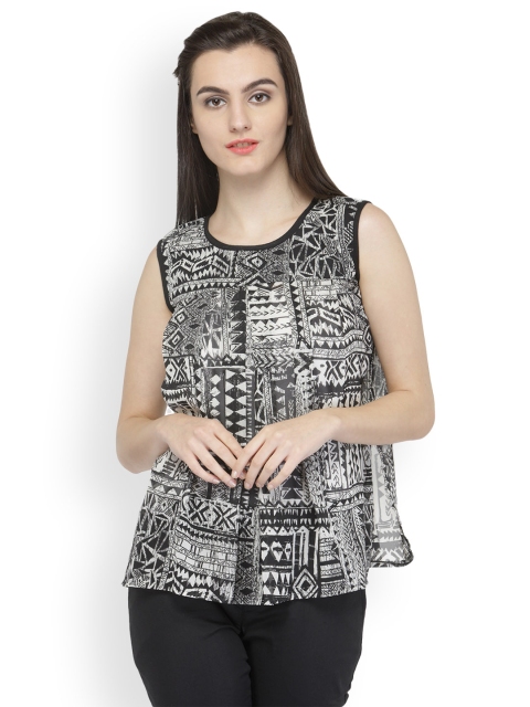 

Ayaany Women Black & White Printed Top