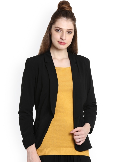

United Colors of Benetton Women Black Solid Open Front Jacket
