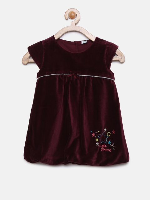 

MINI KLUB Girls Purple Solid Balloon Dress, Maroon