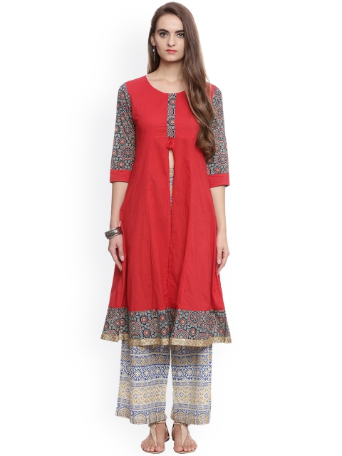

Avaana Women Red Solid A-Line Kurta
