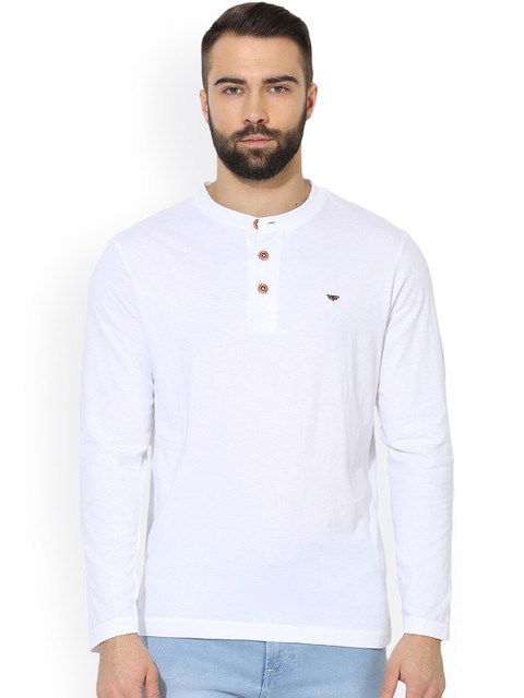 

Red Tape Men White Solid Henley Neck T-shirt