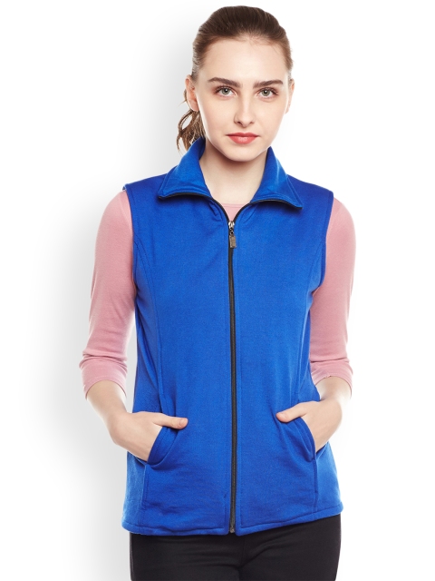 

Belle Fille Women Blue Solid Open Front Jacket