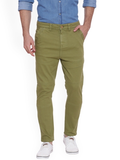 

Blue Saint Men Olive Green Slim Fit Mid-Rise Clean Look Jeans